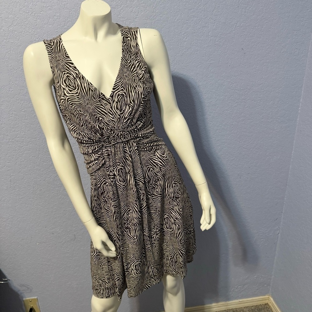Issa London Collection Banana Republic Brown Zebra Print Sleeveless Wrap Dress